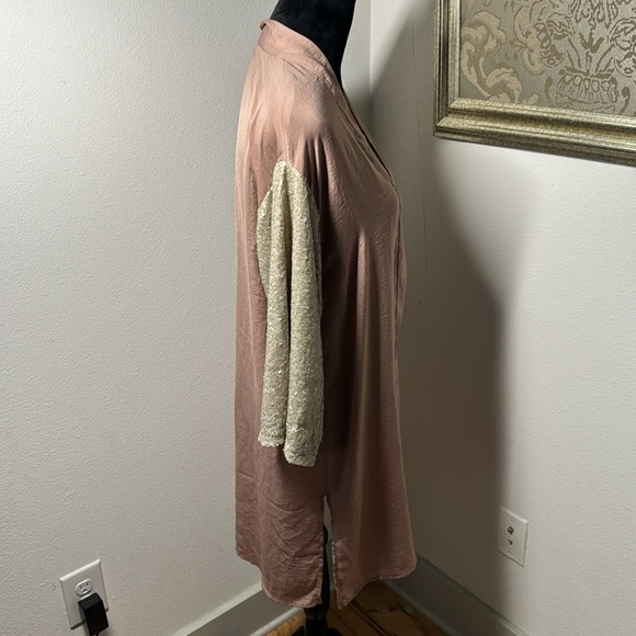 Eyeshadow sequin kimono sleeves cover up satin duster sz M - Picture 3 of 5